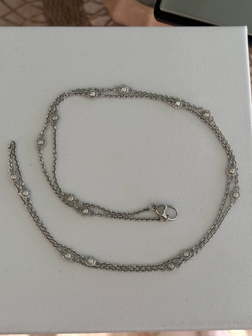 Judith Ripka Sterling Silver Long CZ Station Necklace